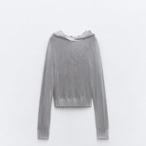 Zara metallic mesh knit sweatshirt